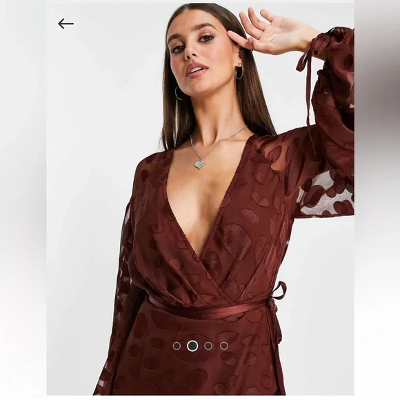 ASOS Tall Brown Wrap Dress - Picture 3 of 6